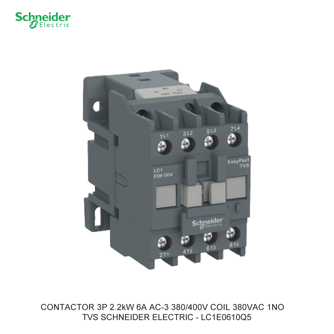 CONTACTOR 3P 2.2kW 6A AC-3 380/400V COIL 380VAC 1NO