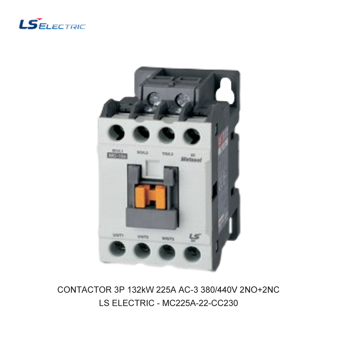 CONTACTOR 3P 132kW 225A AC-3 380/440V 2NO+2NC