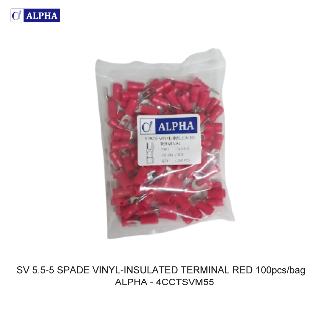 SV 5.5-5 SPADE VINYL-INSULATED TERMINAL RED 100pcs/bag