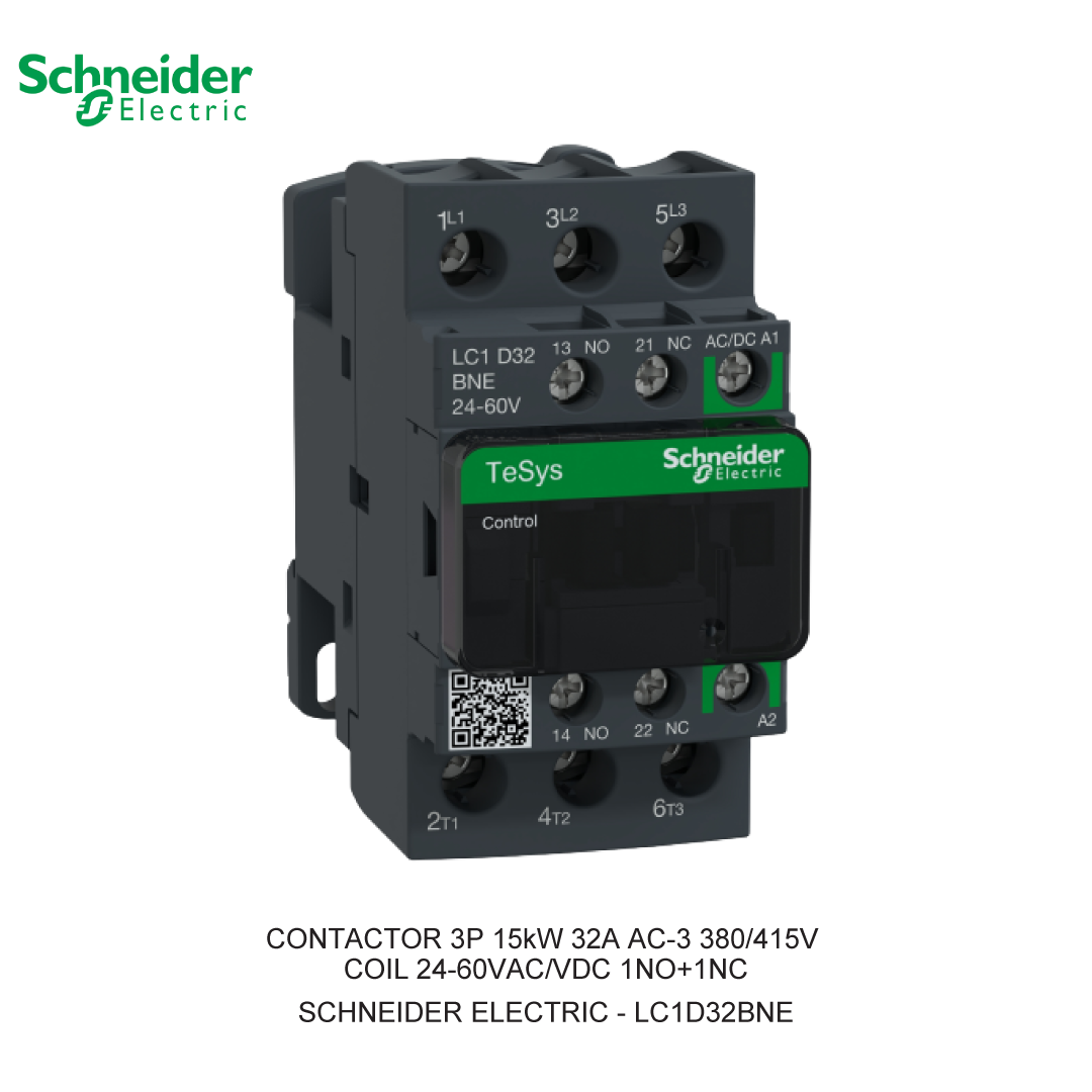 CONTACTOR 3P 15kW 32A AC-3 380/415V COIL 24-60VAC/VDC 1NO+1NC