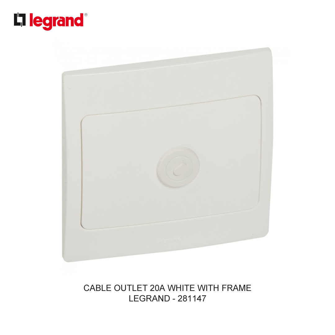 CABLE OUTLET 20A WHITE WITH FRAME