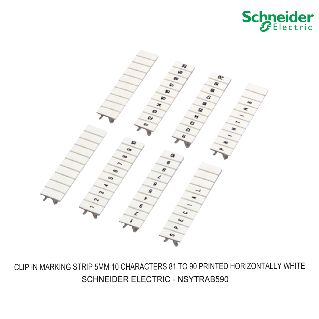 CLIP IN MARKING STRIP 5MM 10 CHARACTERS 81 TO 90 PRINTED HORIZONTALLY WHITE