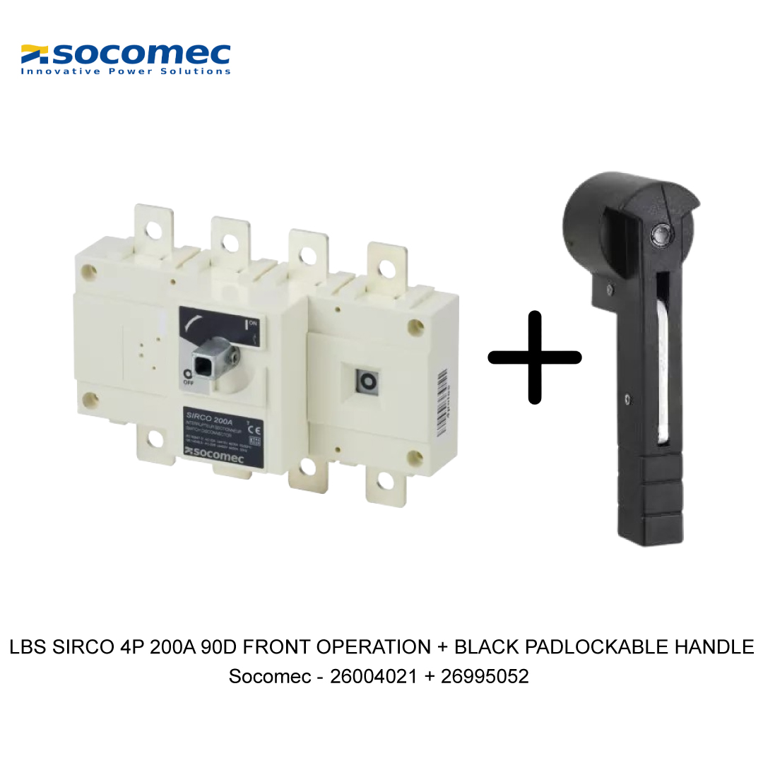 LBS SIRCO 4P 200A 90D FRONT OPERATION + BLACK PADLOCKABLE HANDLE