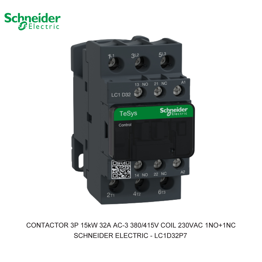 CONTACTOR 3P 15kW 32A AC-3 380/415V COIL 230VAC 1NO+1NC