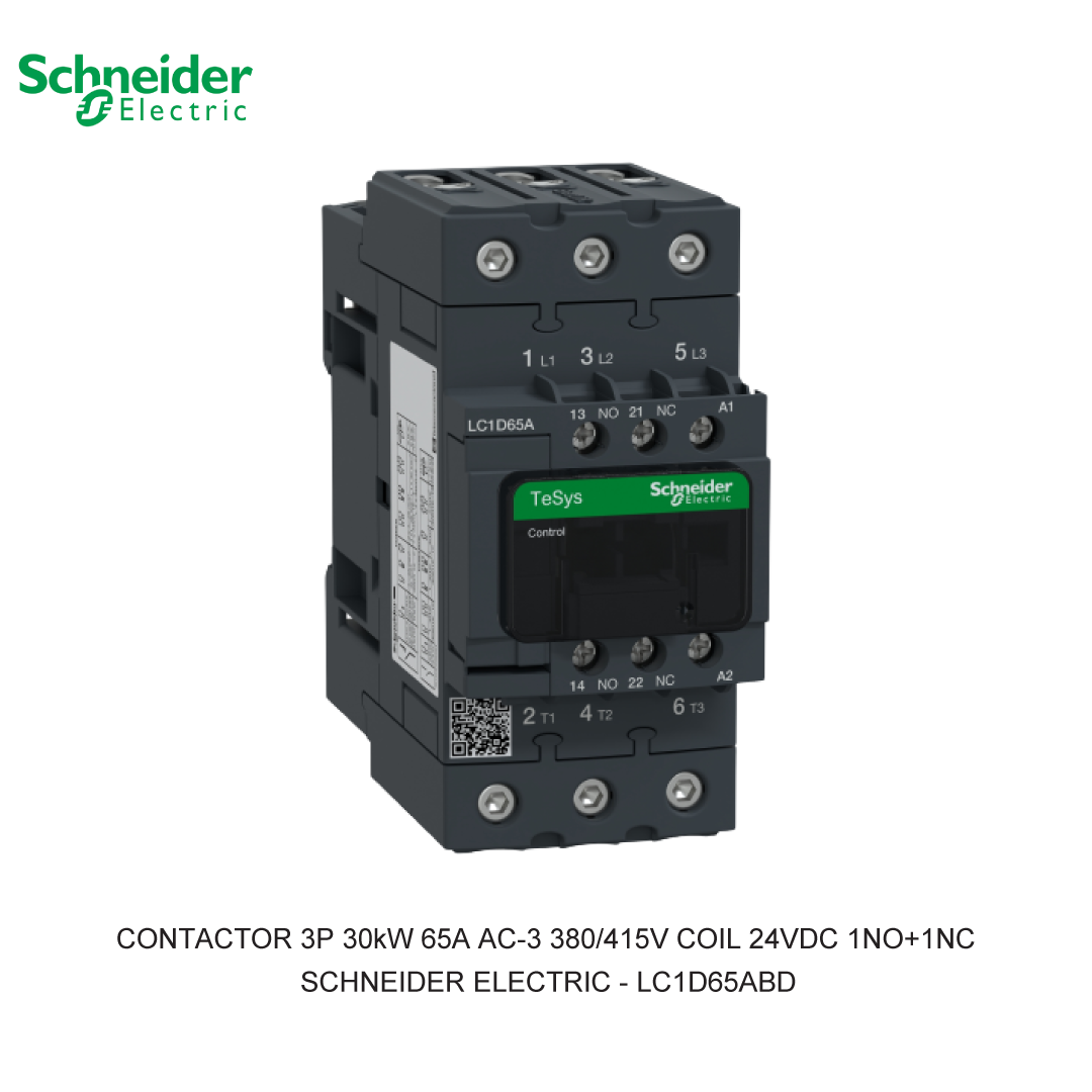 CONTACTOR 3P 30kW 65A AC-3 380/415V COIL 24VDC 1NO+1NC