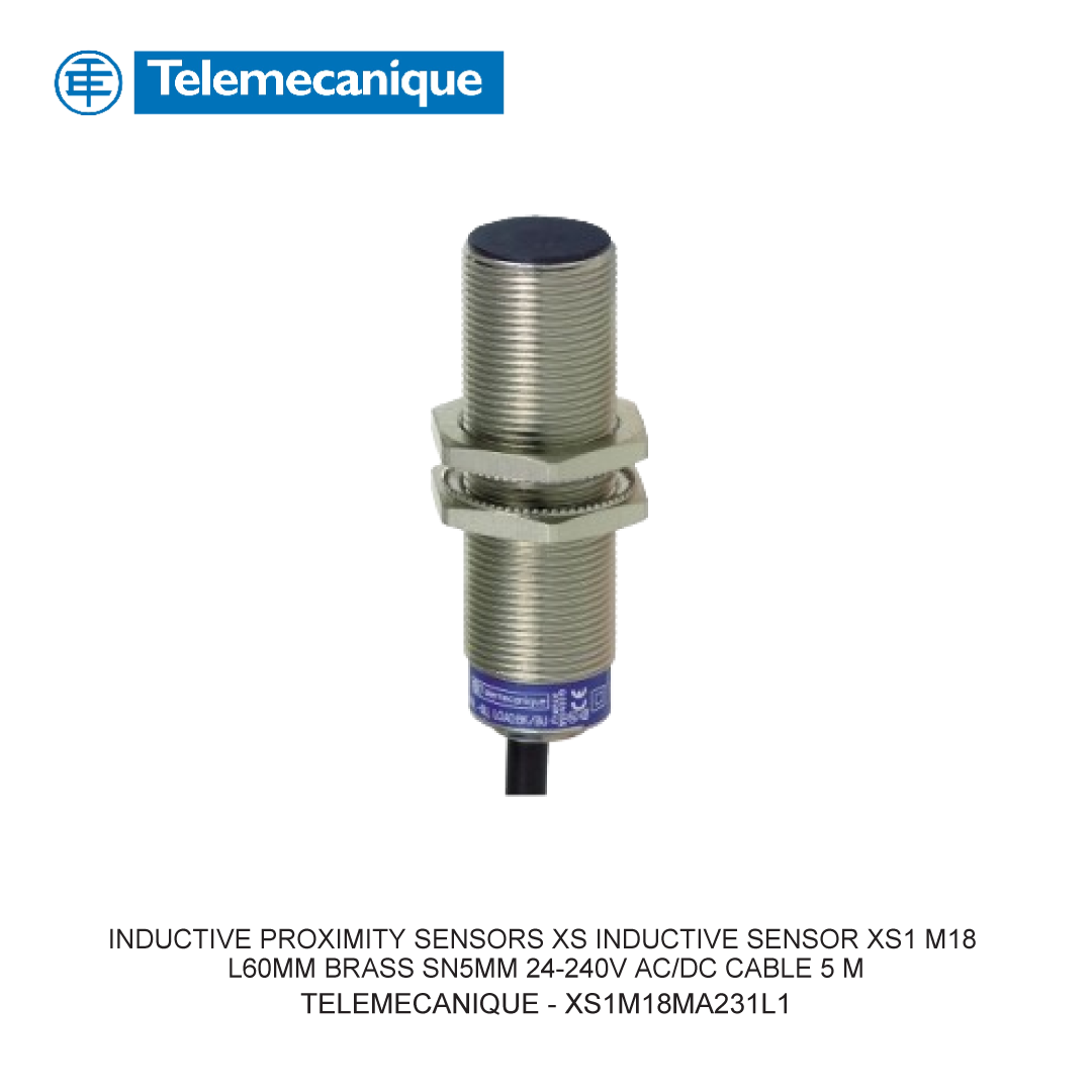 INDUCTIVE PROXIMITY SENSORS XS INDUCTIVE SENSOR XS1 M18 L60MM BRASS SN5MM 24-240V AC/DC CABLE 5 M