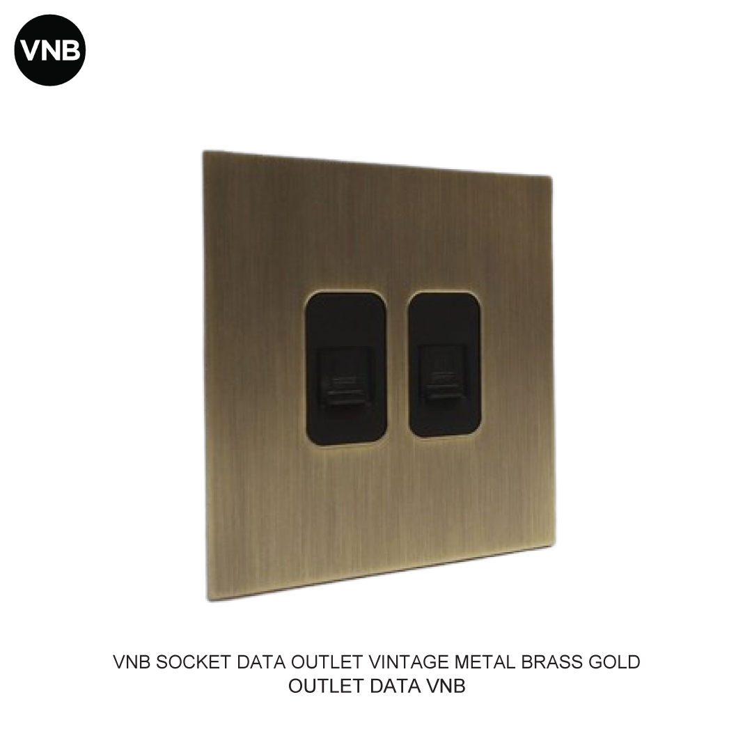 VNB STOP KONTAK DATA OUTLET VINTAGE METAL BRASS GOLD