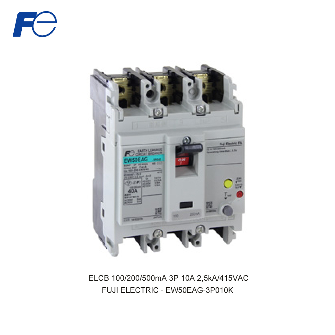 ELCB 100/200/500mA 3P 10A 2,5kA/415VAC