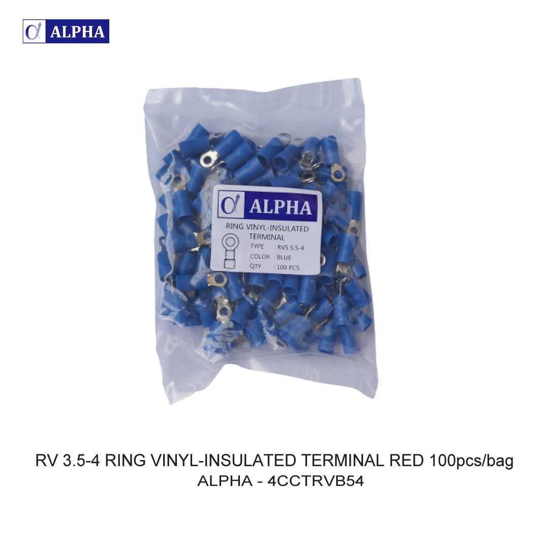 RV 3.5-4 RING VINYL-INSULATED TERMINAL RED 100pcs/bag