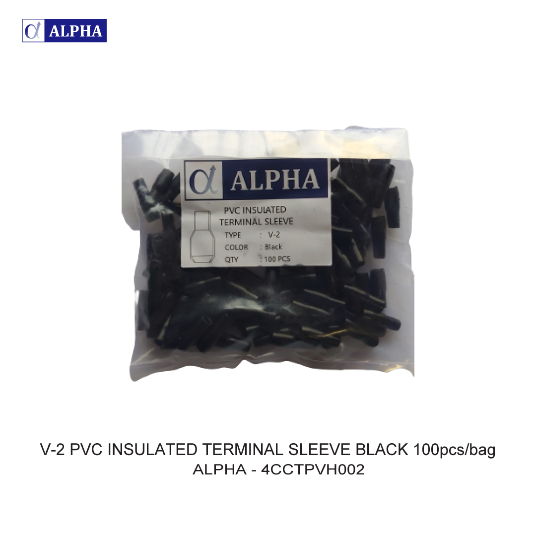 V-2 PVC INSULATED TERMINAL SLEEVE BLACK 100pcs/bag