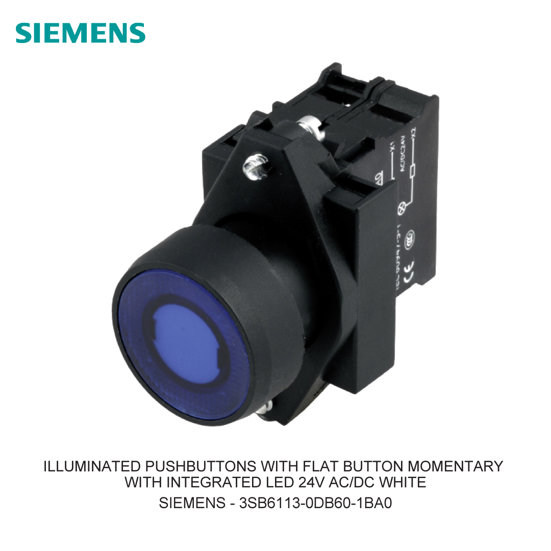 ILLUMINATED PUSHBUTTONS WITH FLAT BUTTON MOMENTARY WITH INTEGRATED LED 24V AC/DC WHITE