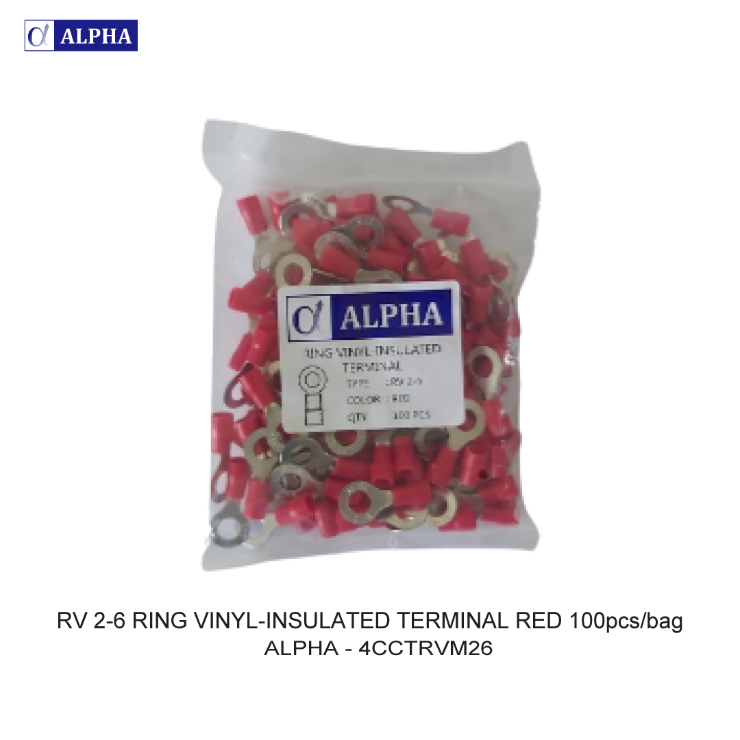 RV 2-6 RING VINYL-INSULATED TERMINAL RED 100pcs/bag