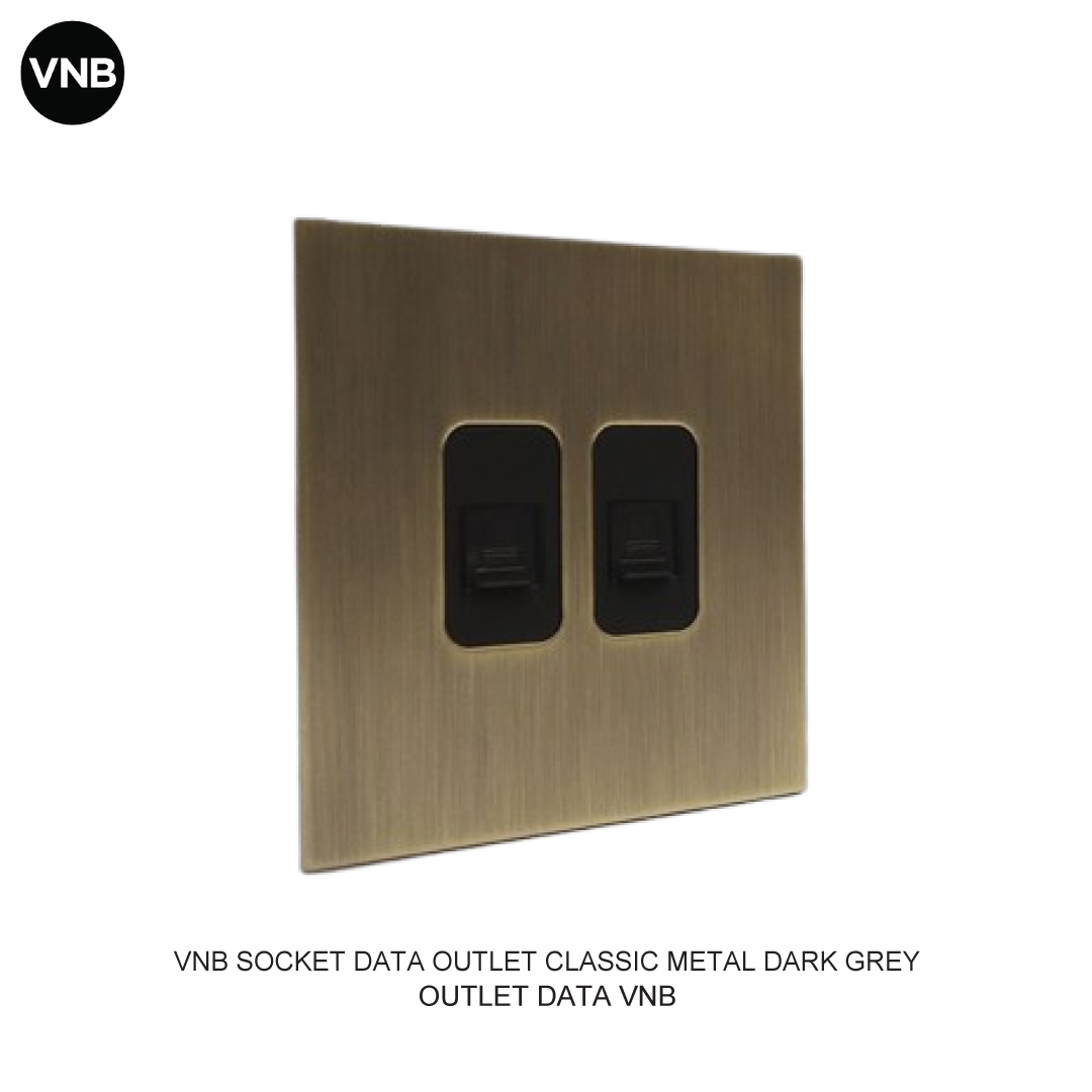 VNB STOP KONTAK DATA OUTLET CLASSIC METAL DARK GREY