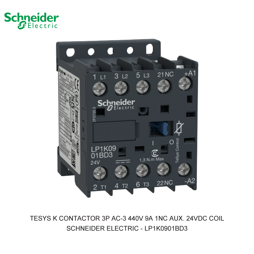 TESYS K CONTACTOR 3P AC-3 440V 9A 1NC AUX. 24VDC COIL