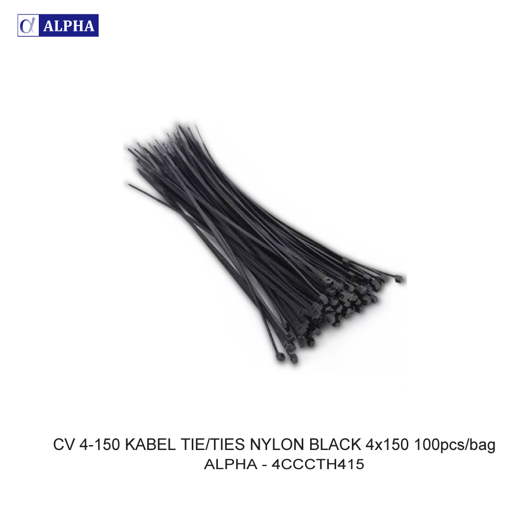 CV 4-150 CABLE TIE/TIES NYLON BLACK 4x150 100pcs/bag