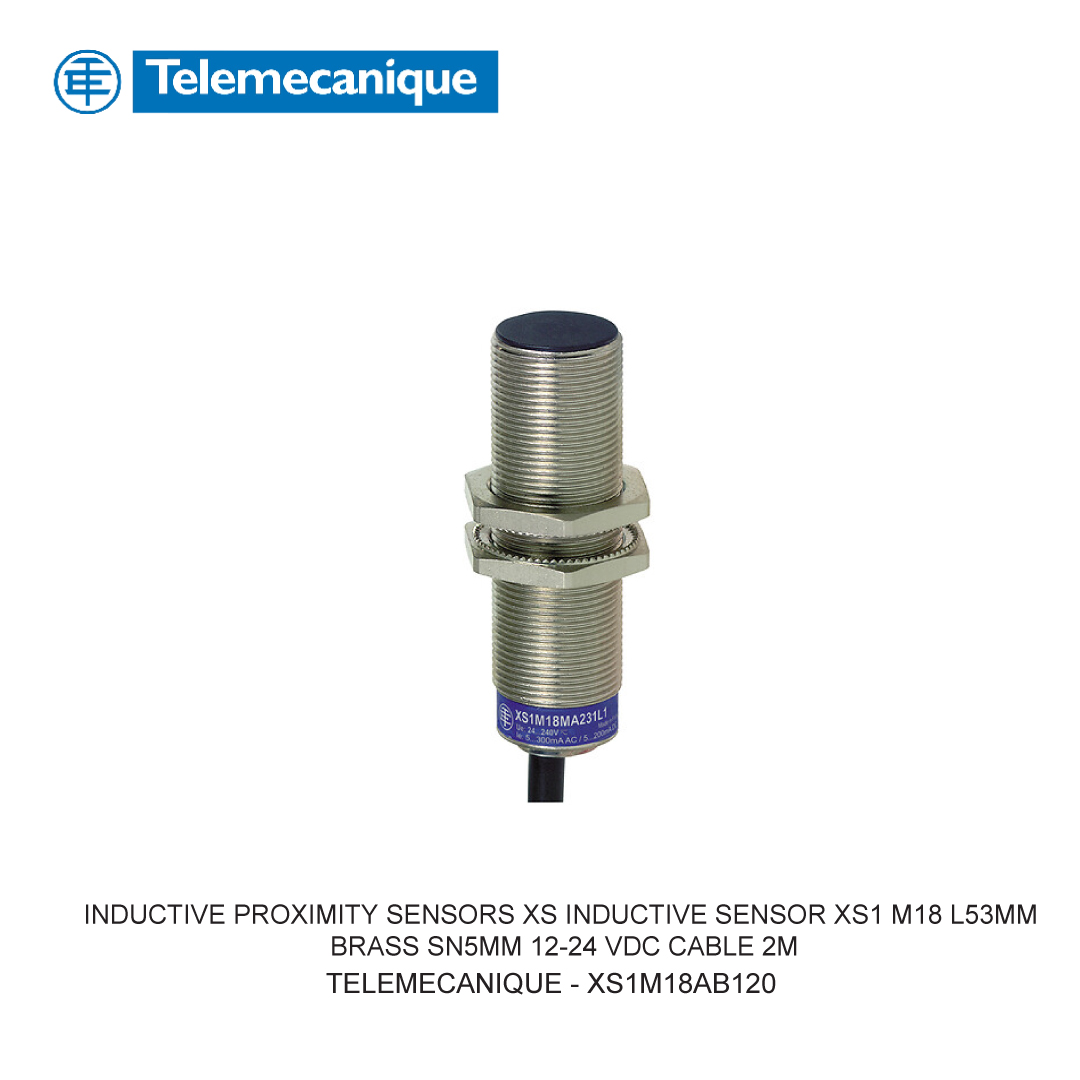 INDUCTIVE PROXIMITY SENSORS XS INDUCTIVE SENSOR XS1 M18 L53MM BRASS SN5MM 12-24 VDC CABLE 2M