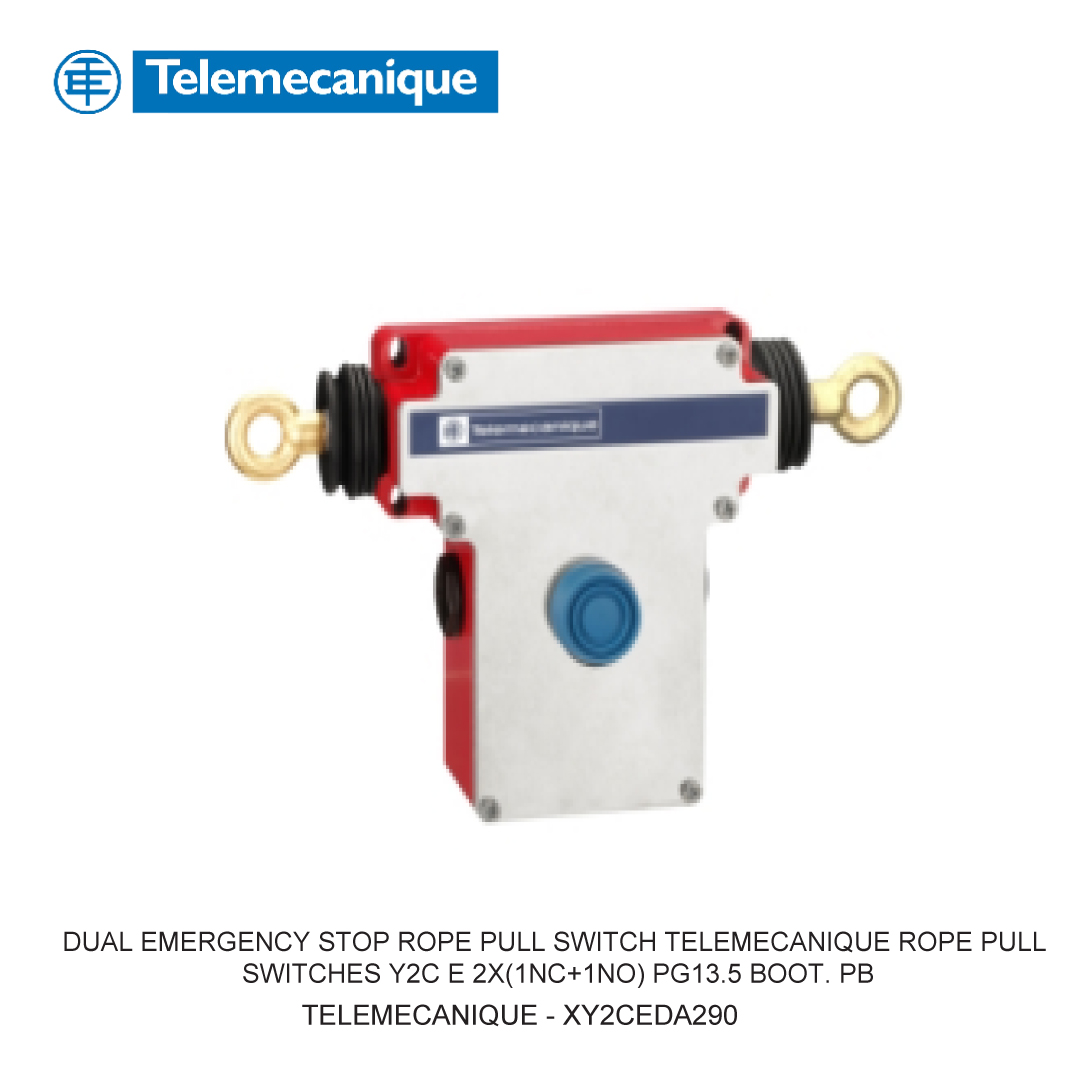 DUAL EMERGENCY STOP ROPE PULL SWITCH TELEMECANIQUE ROPE PULL SWITCHES XY2C E 2X(1NC+1NO) PG13.5 BOOT. PB