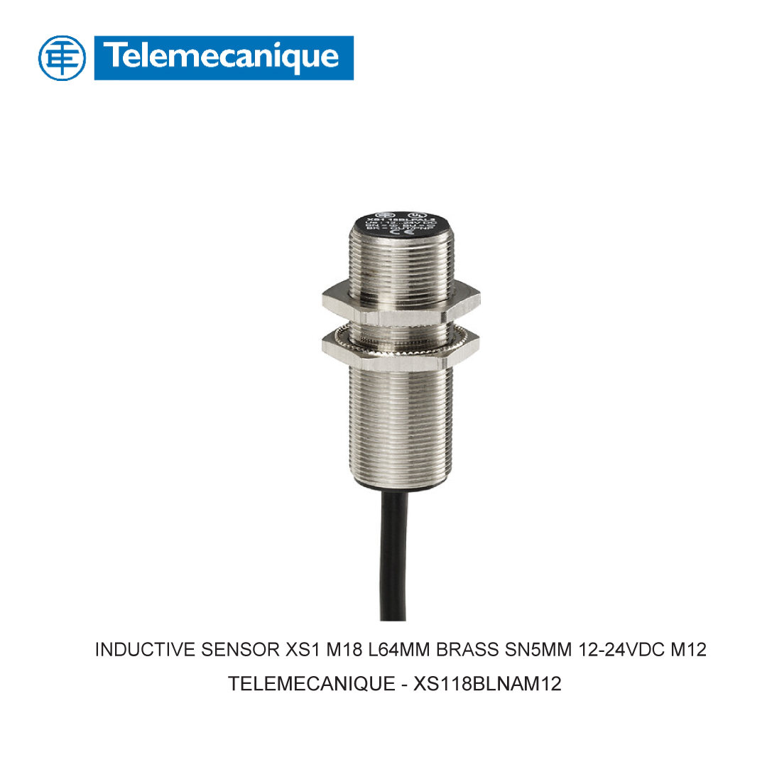 INDUCTIVE SENSOR XS1 M18 L64MM BRASS SN5MM 12-24VDC M12