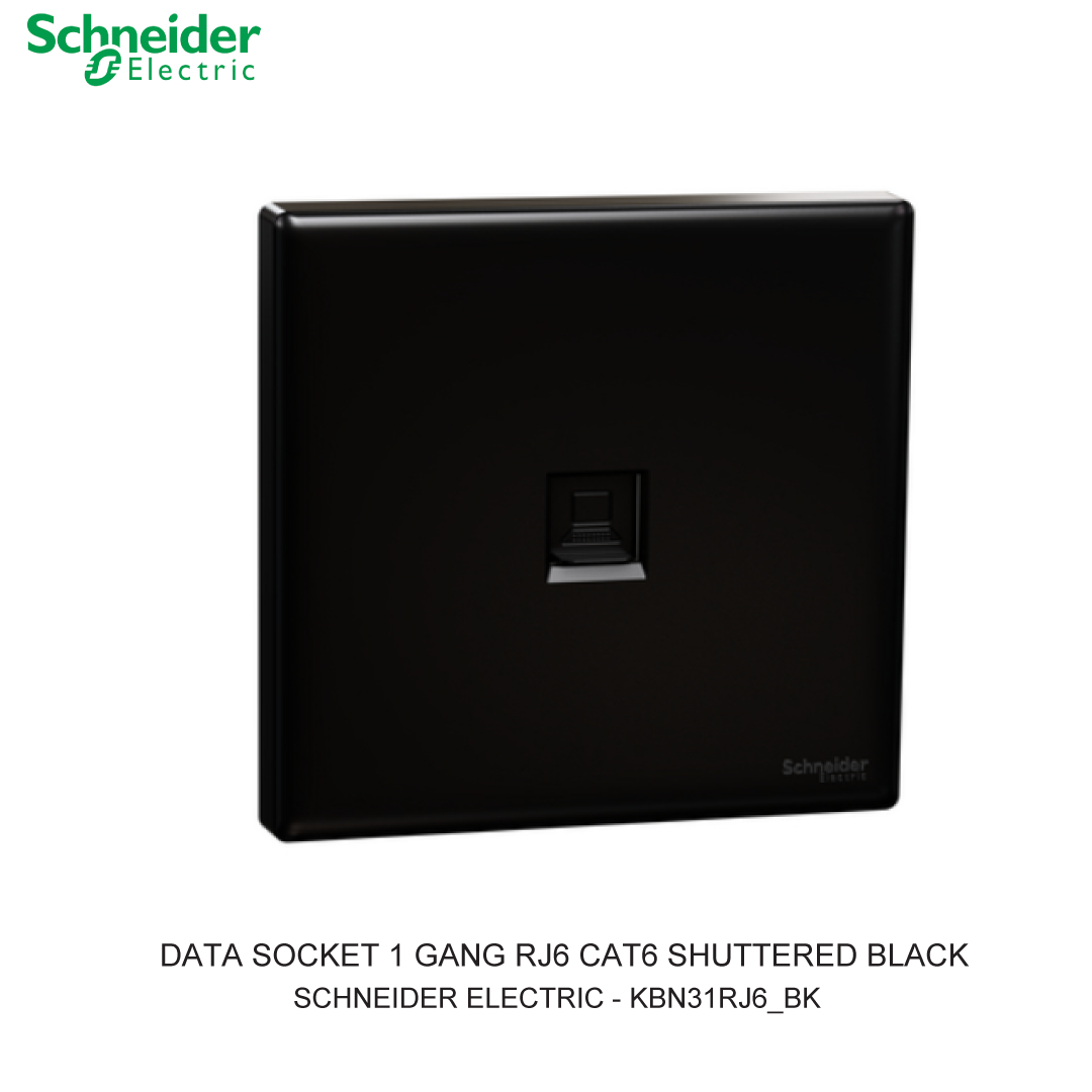 DATA SOCKET 1 GANG RJ6 CAT6 SHUTTERED HITAM VIVACE E