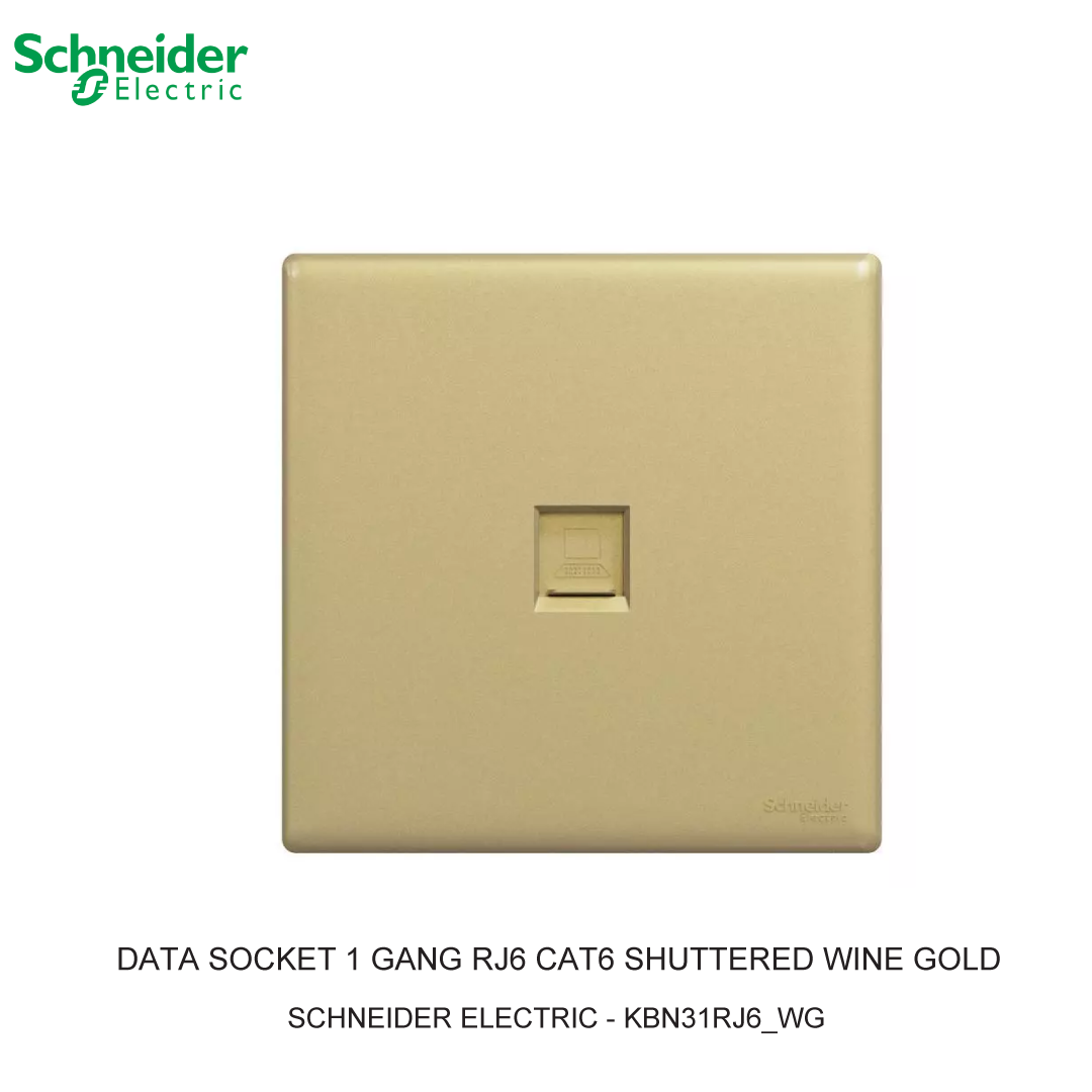 DATA SOCKET 1 GANG RJ6 CAT6 SHUTTERED WINE GOLD VIVACE E