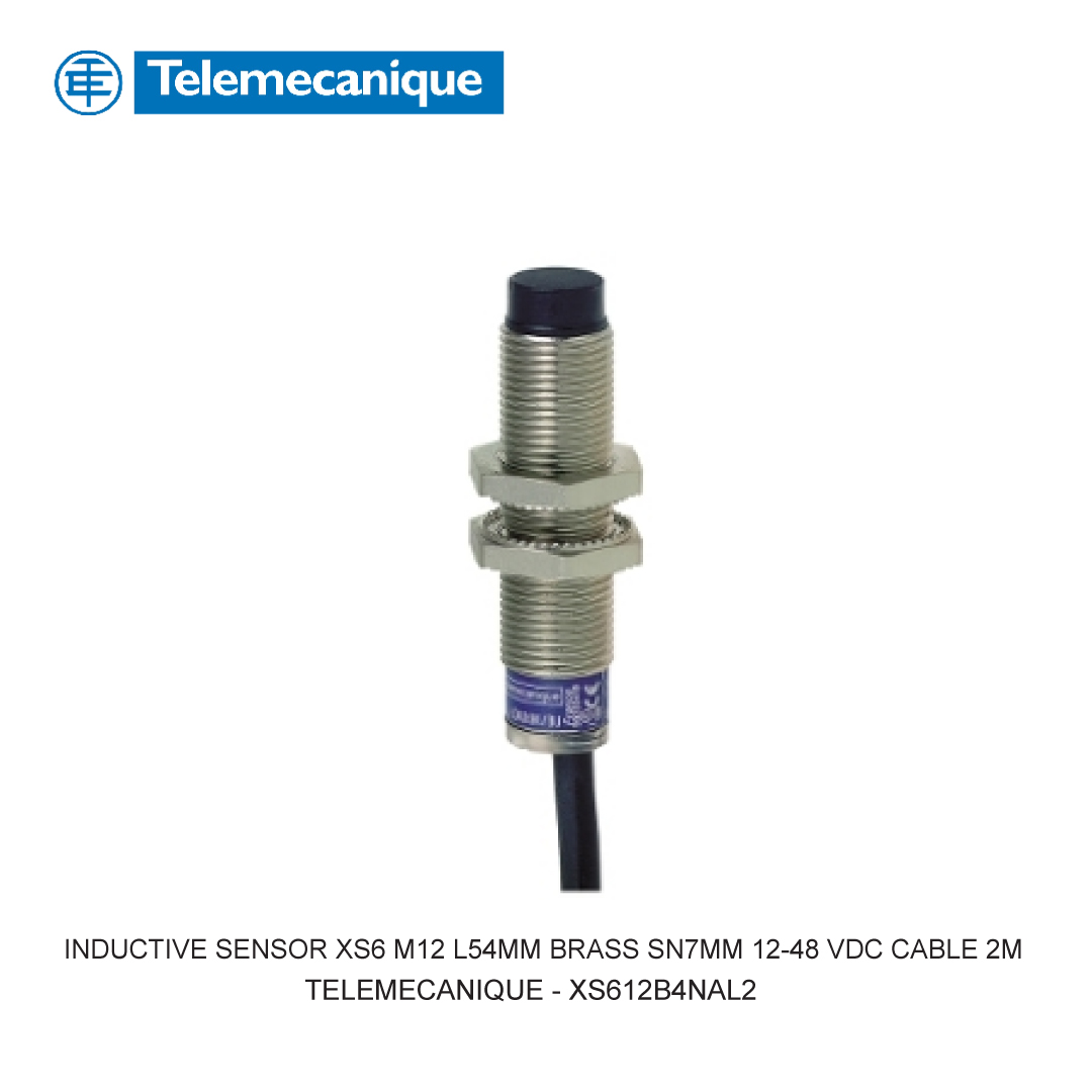 INDUCTIVE SENSOR XS6 M12 L54MM BRASS SN7MM 12-48 VDC CABLE 2M
