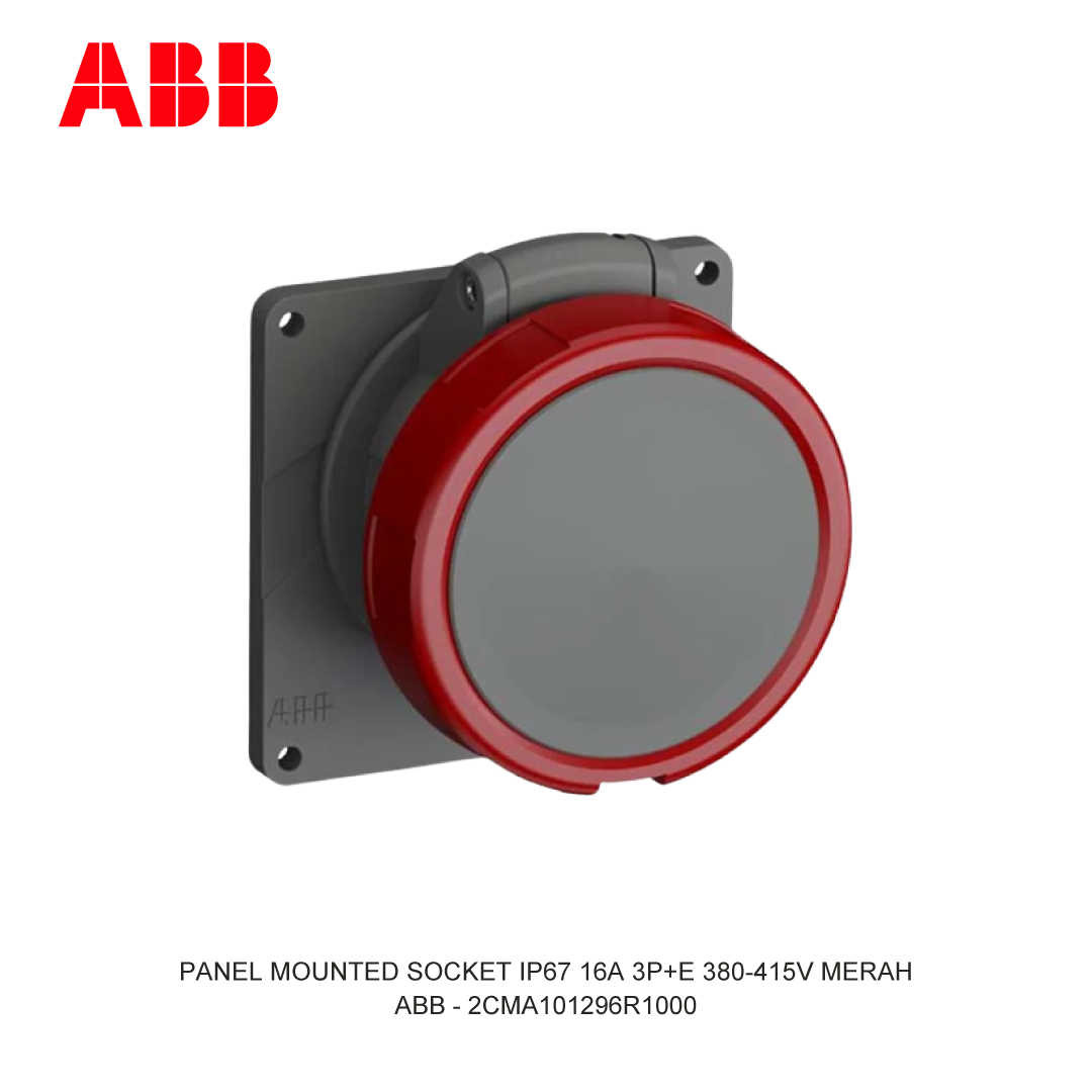 PANEL MOUNTED SOCKET IP67 16A 3P+E 380-415V RED