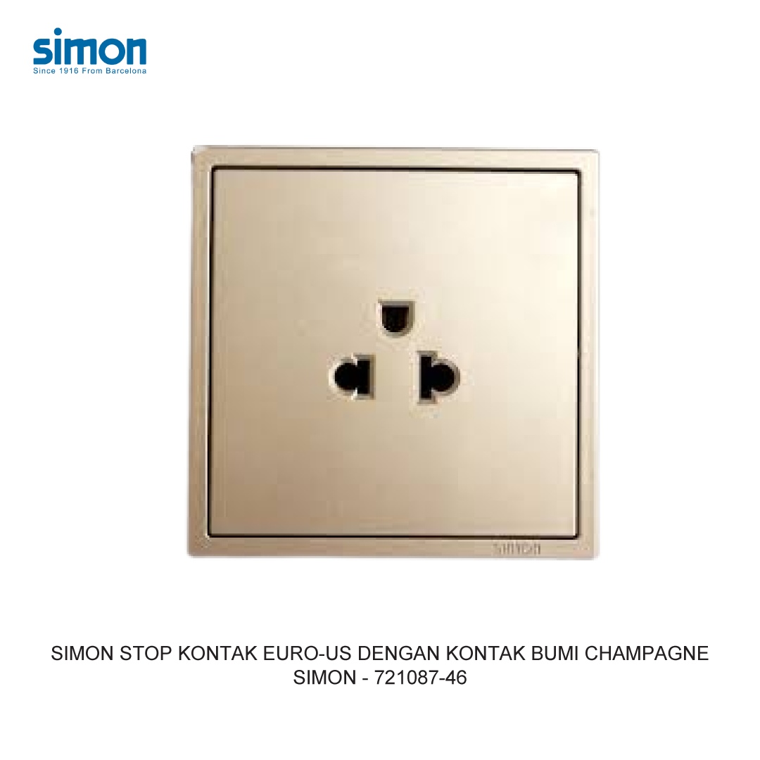 SIMON EURO-US SOCKET WITH EARTH CONTACT CHAMPAGNE