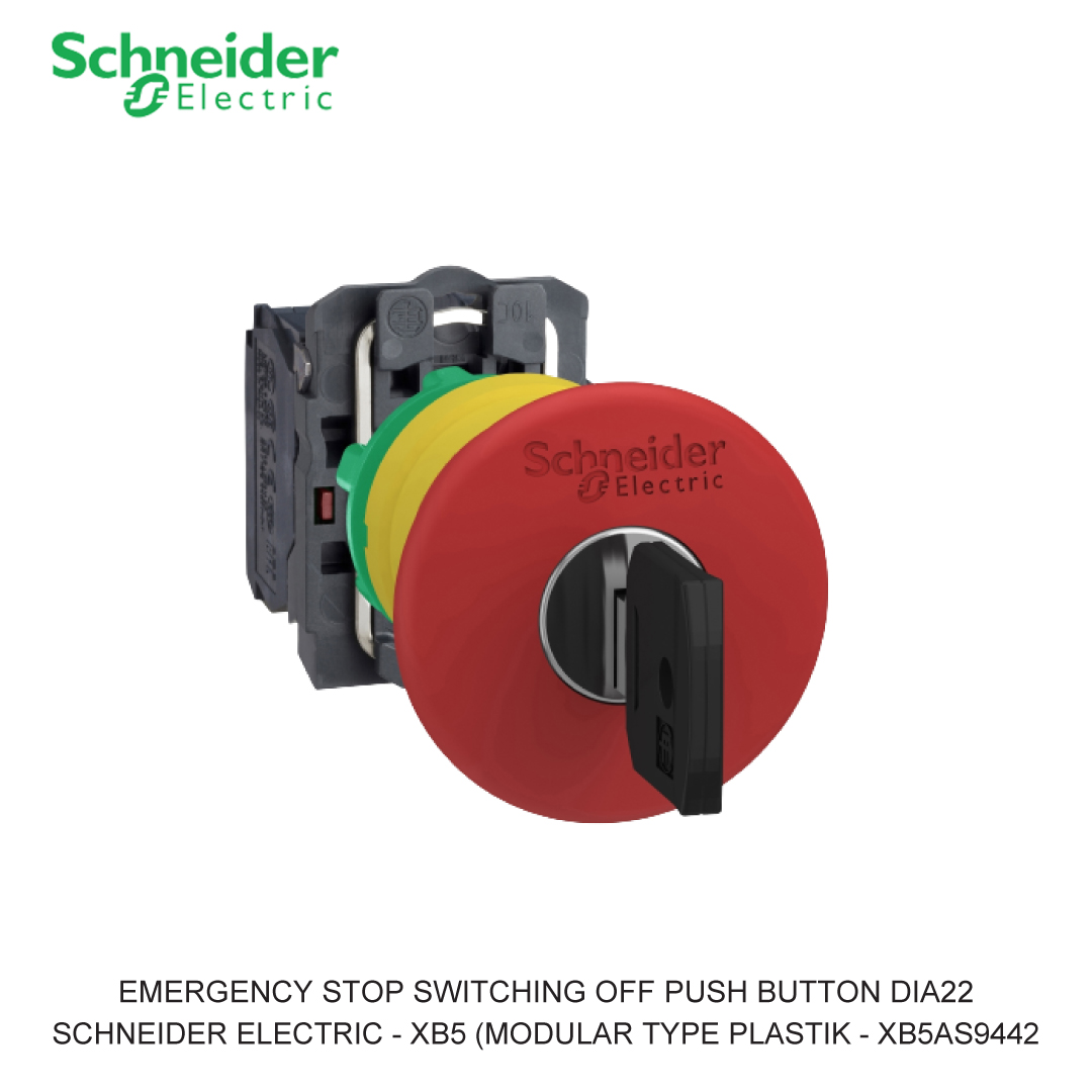 EMERGENCY STOP SWITCHING OFF PUSH BUTTON DIA22 LATCHING KEY RELEASE 1NC RED