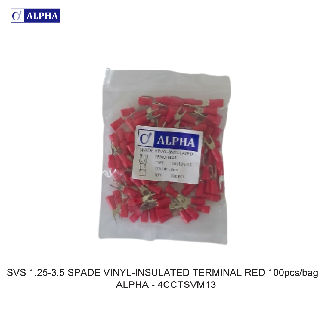 SVS 1.25-3.5 SPADE VINYL-INSULATED TERMINAL RED 100pcs/bag