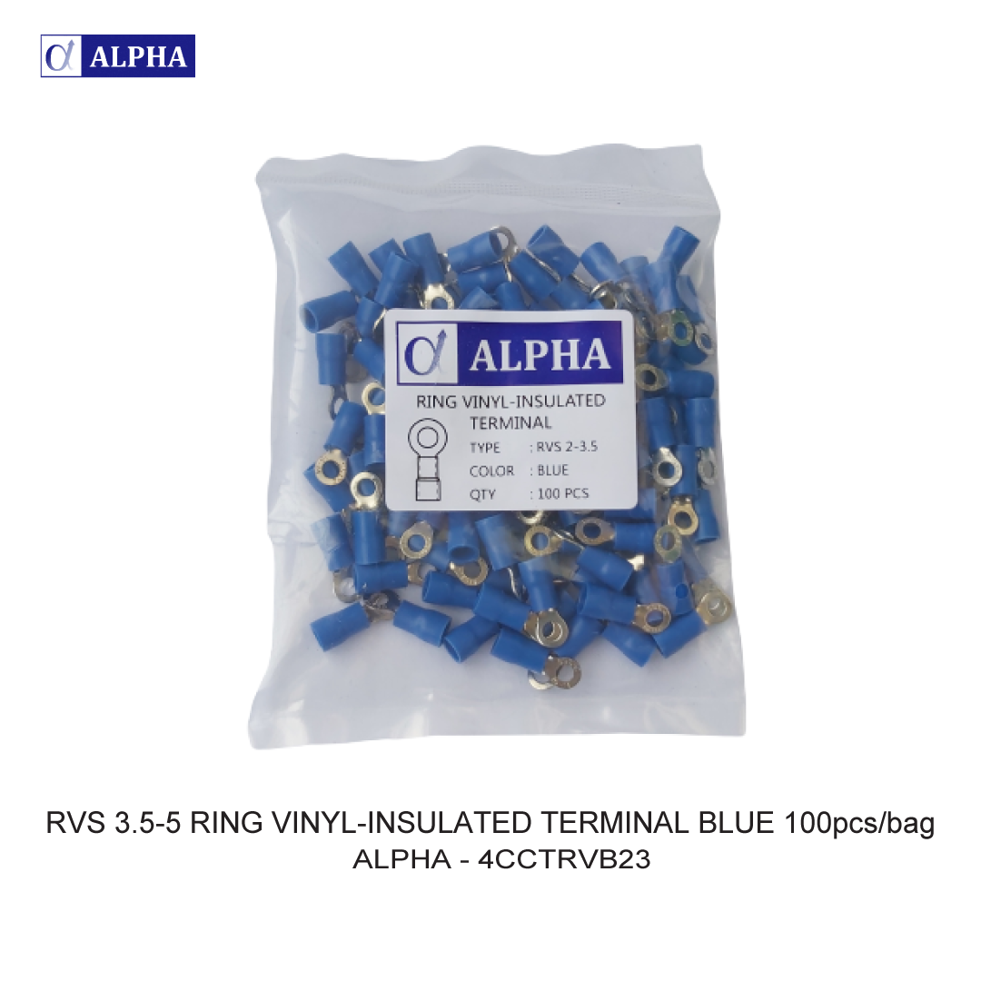 RVS 3.5-5 RING VINYL-INSULATED TERMINAL BLUE 100pcs/bag