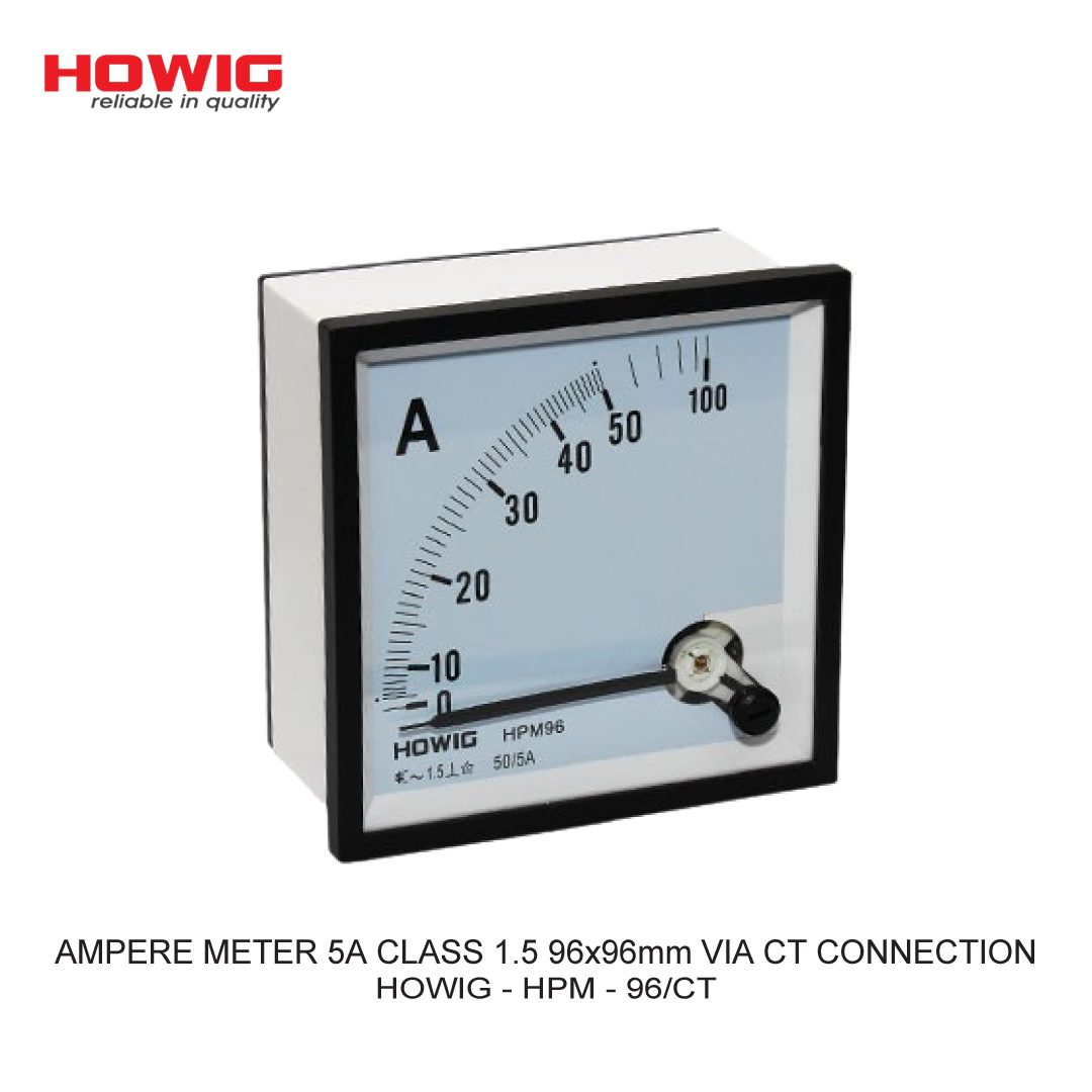 AMPERE METER 5A CLASS 1.5 96x96mm VIA CT CONNECTION