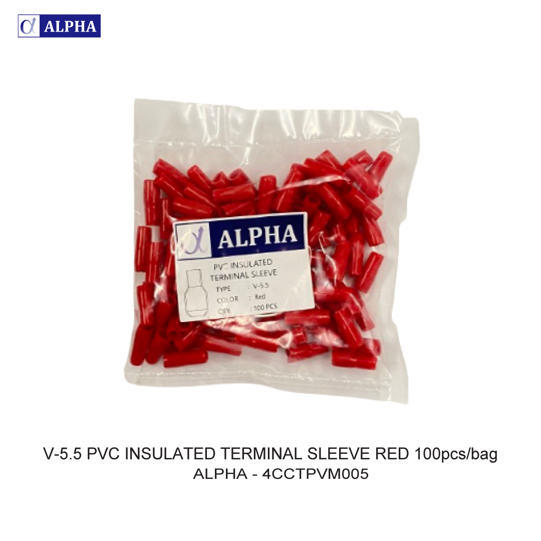 V-5.5 PVC INSULATED TERMINAL SLEEVE RED 100pcs/bag