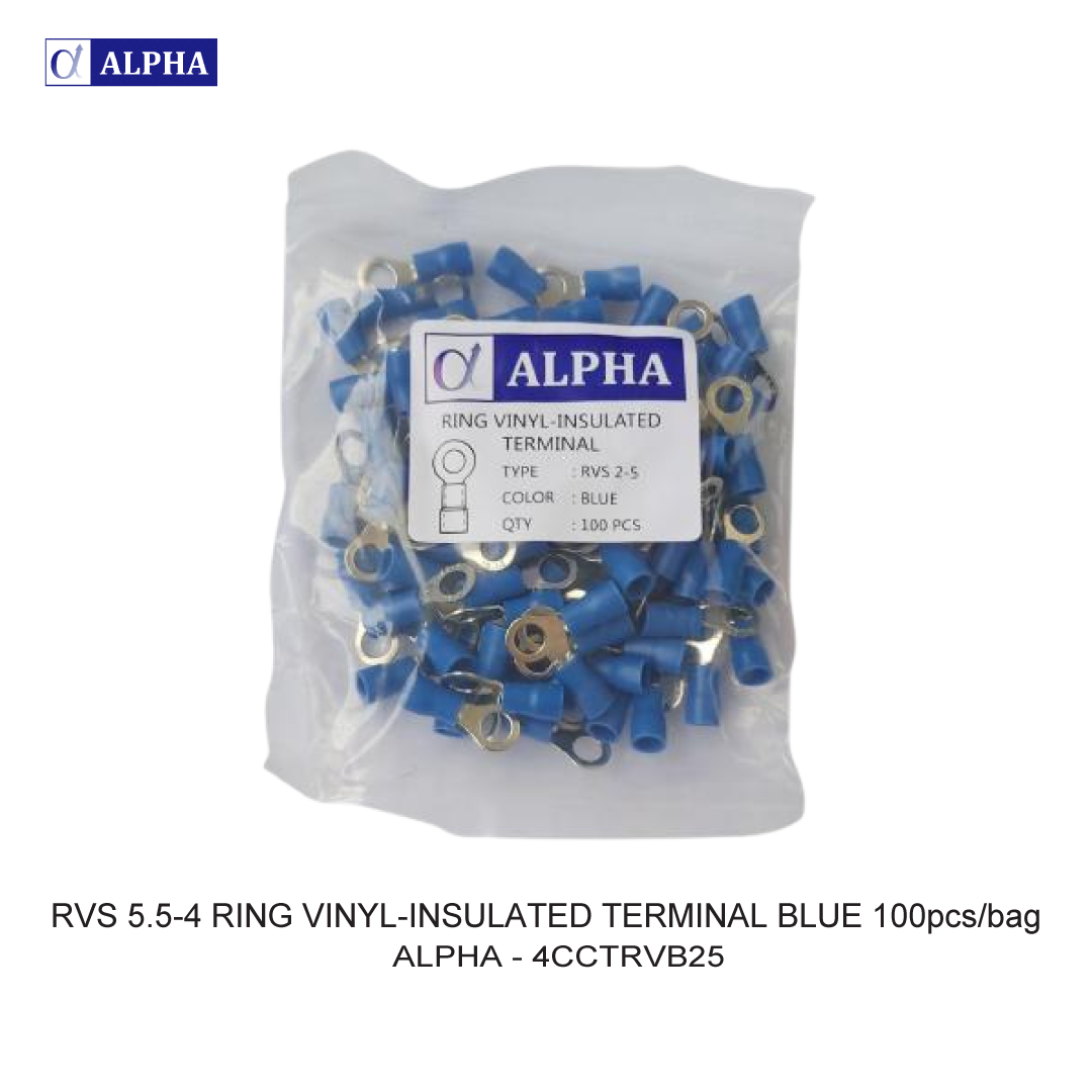 RVS 5.5-4 RING VINYL-INSULATED TERMINAL BLUE 100pcs/bag