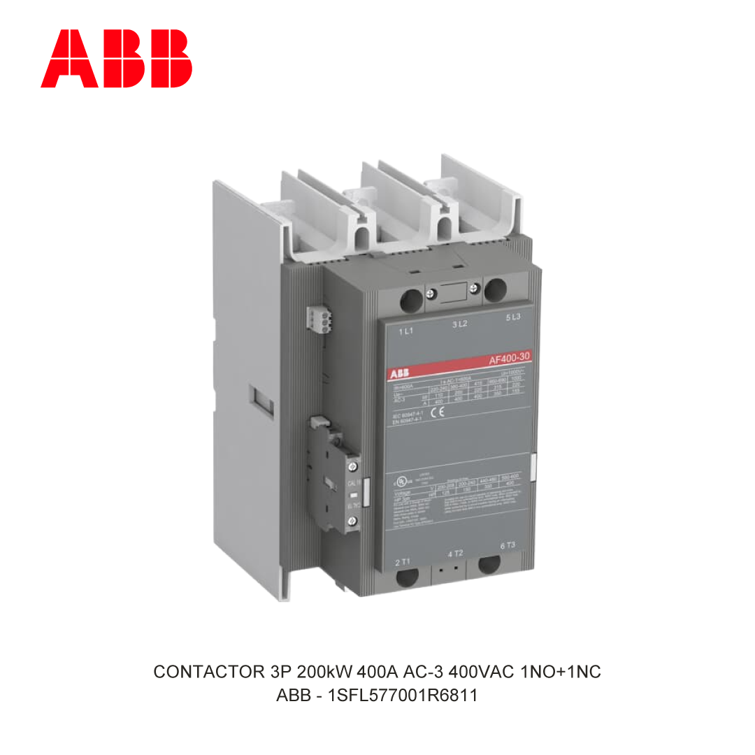 CONTACTOR 3P 200kW 400A AC-3 24-60(1)VDC 400V COIL 1NO+1NC