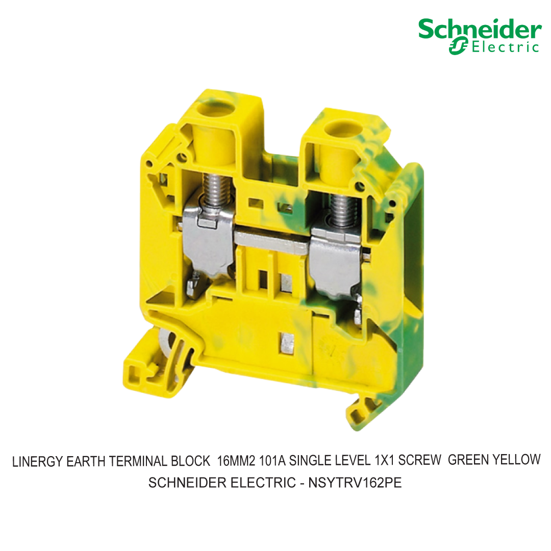 LINERGY EARTH TERMINAL BLOCK  16MM2 101A SINGLE LEVEL 1X1 SCREW  GREEN YELLOW