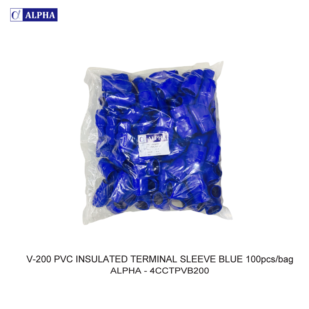 V-200 PVC INSULATED TERMINAL SLEEVE BLUE 100pcs/bag