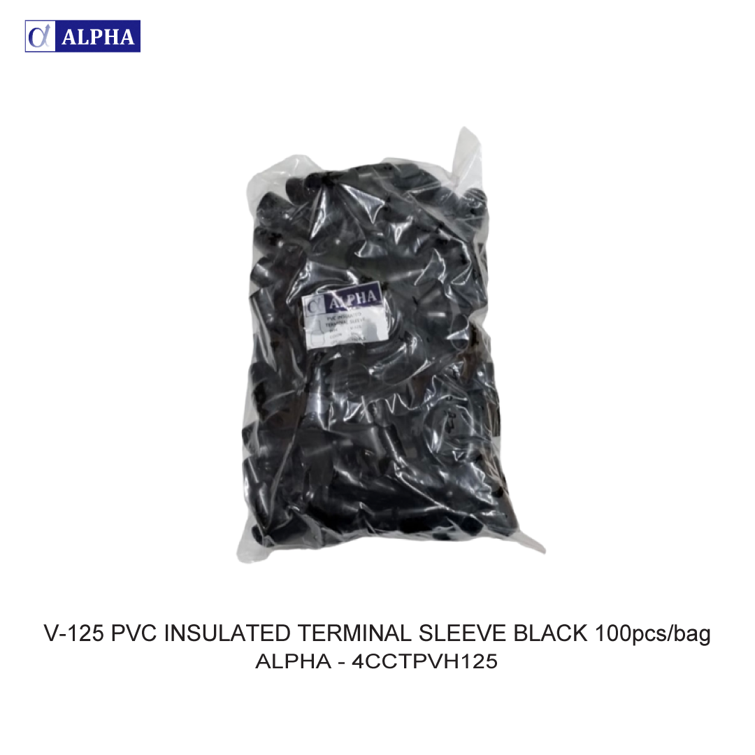V-125 PVC INSULATED TERMINAL SLEEVE BLACK 100pcs/bag