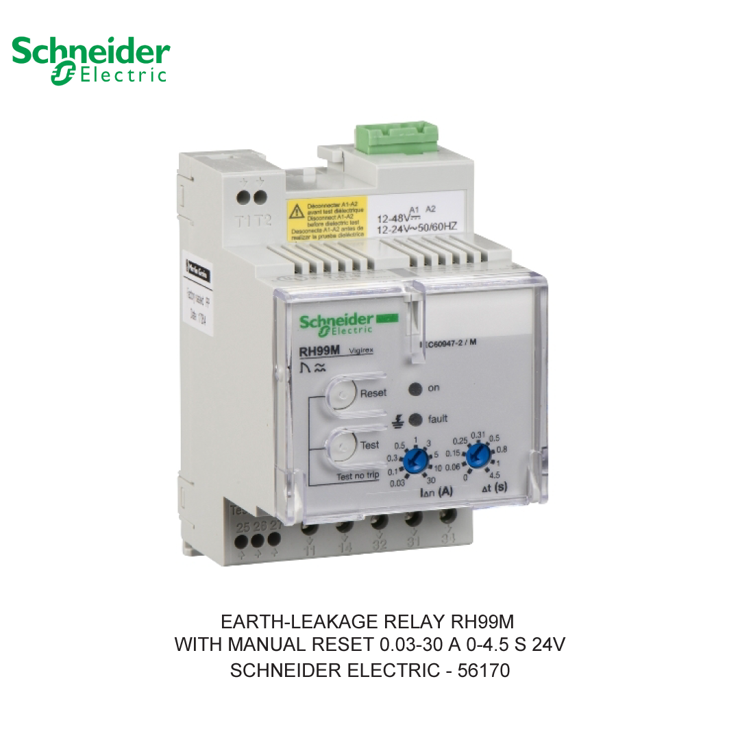 EARTH-LEAKAGE RELAY RH99M WITH MANUAL RESET 0.03-30 A 0-4.5 S 24V