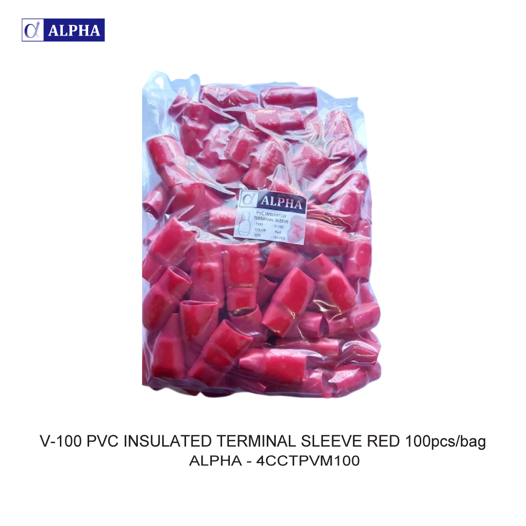 V-100 PVC INSULATED TERMINAL SLEEVE RED 100pcs/bag