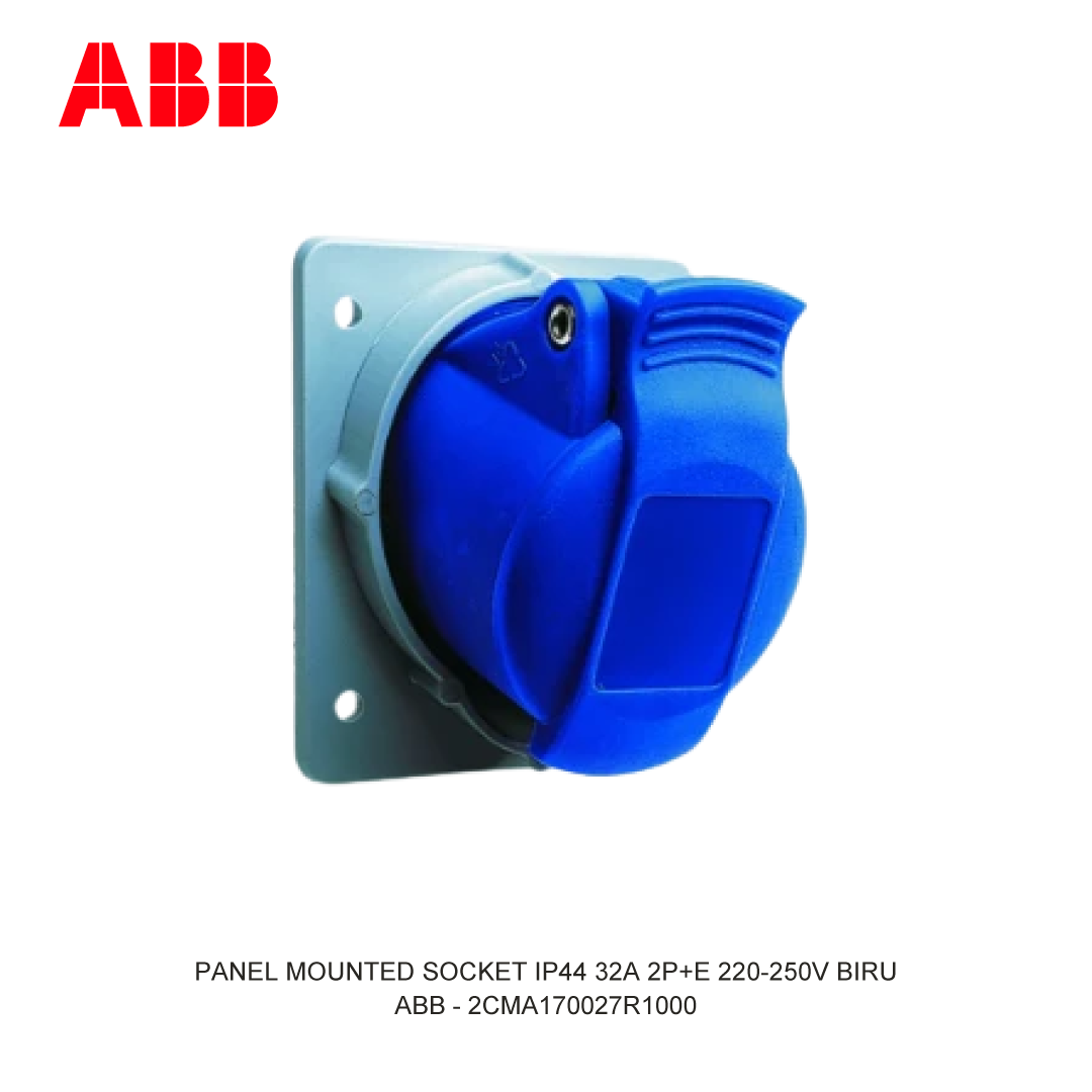 PANEL MOUNTED SOCKET IP44 32A 2P+E 220-250V BLUE