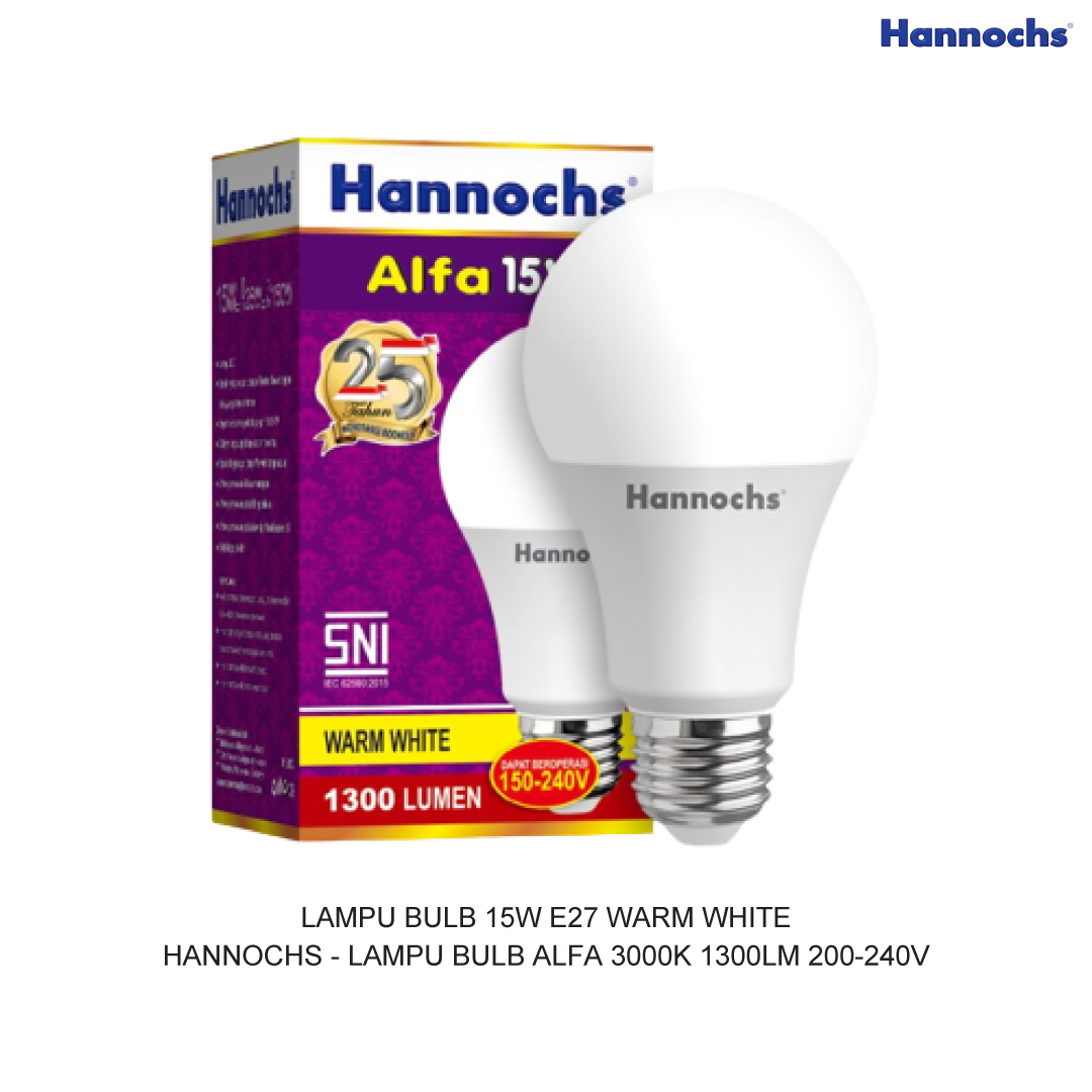LAMPU BULB 15W E27 WARM WHITE HANNOCHS