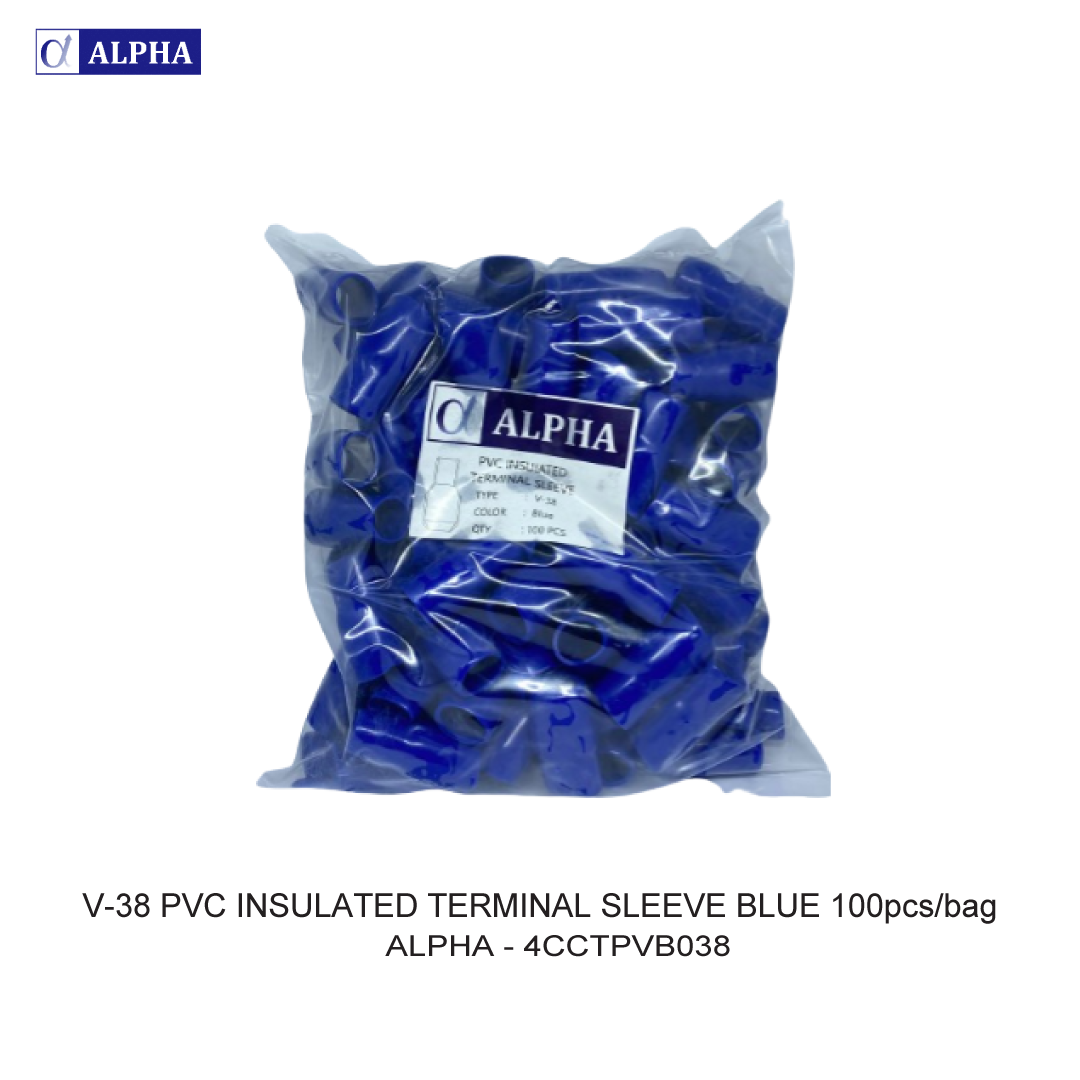 V-38 PVC INSULATED TERMINAL SLEEVE BLUE 100pcs/bag