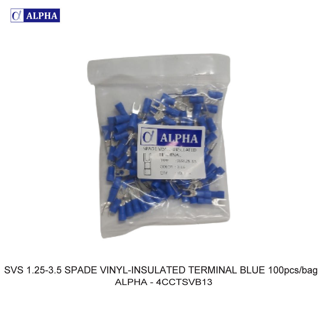 SVS 1.25-3.5 SPADE VINYL-INSULATED TERMINAL BLUE 100pcs/bag