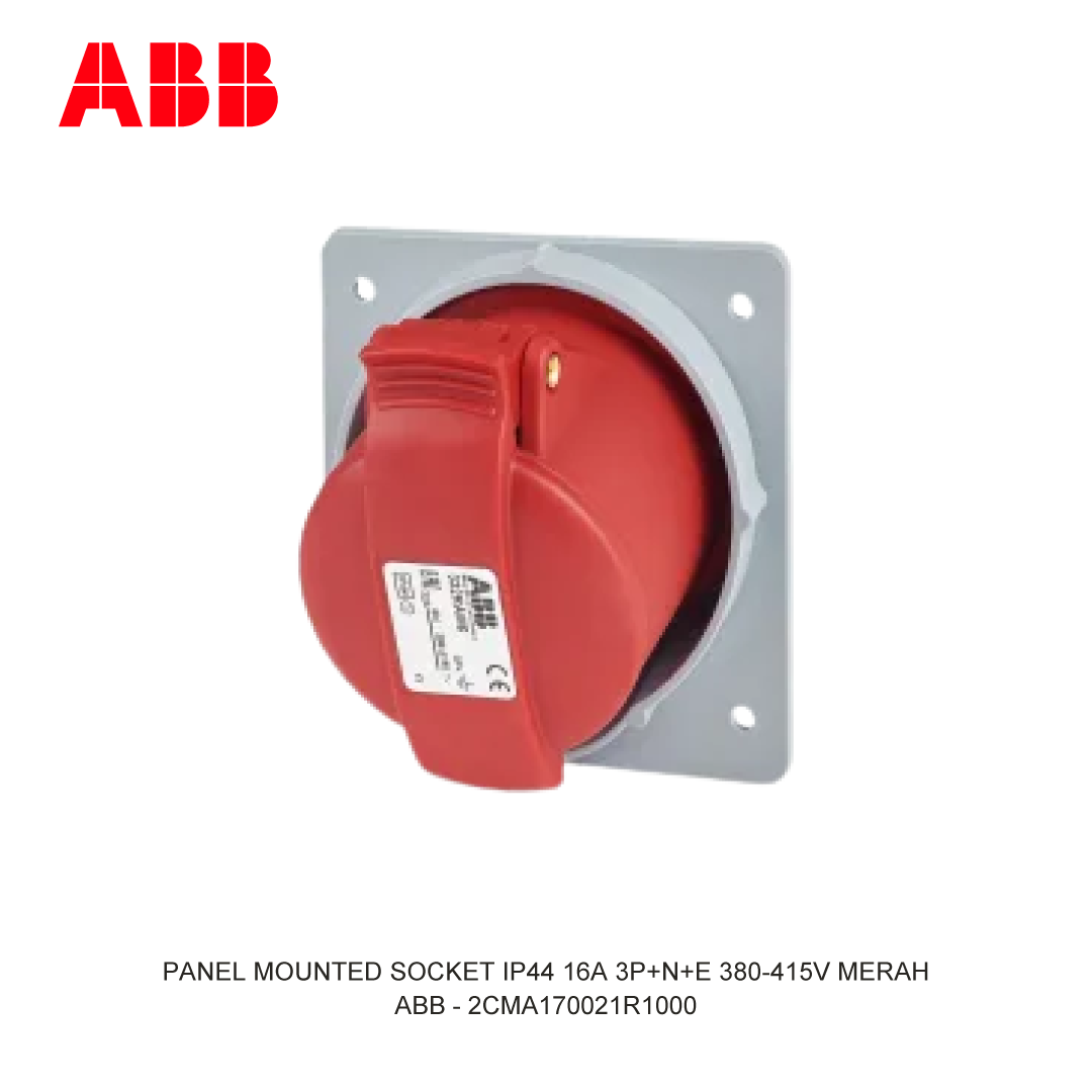 PANEL MOUNTED SOCKET IP44 16A 3P+N+E 380-415V RED