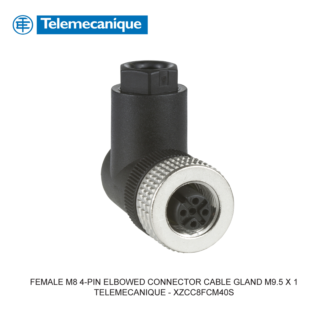 FEMALE M8 4-PIN ELBOWED CONNECTOR CABLE GLAND M9.5 X 1