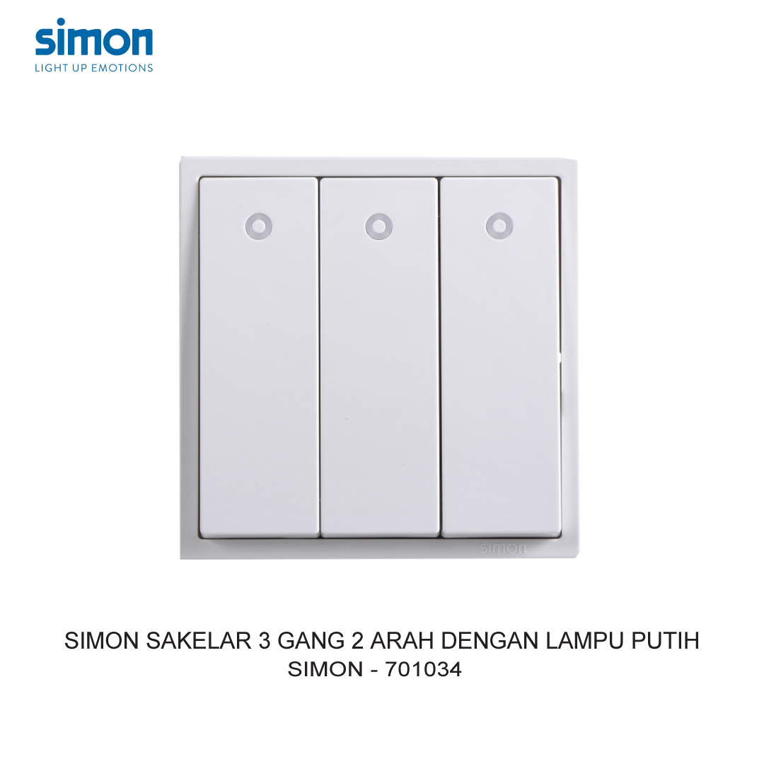 SIMON 3 GANG 2 WAY SWITCH MODULE WITH LED WHITE