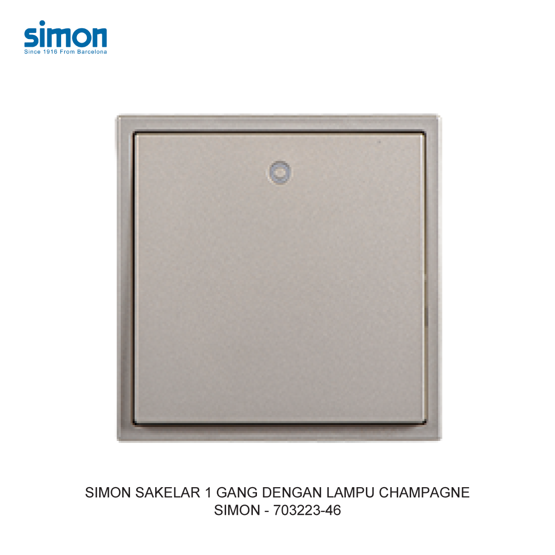 SIMON DOUBLE POLE SWITCH MODULE WITH LED CHAMPAGNE