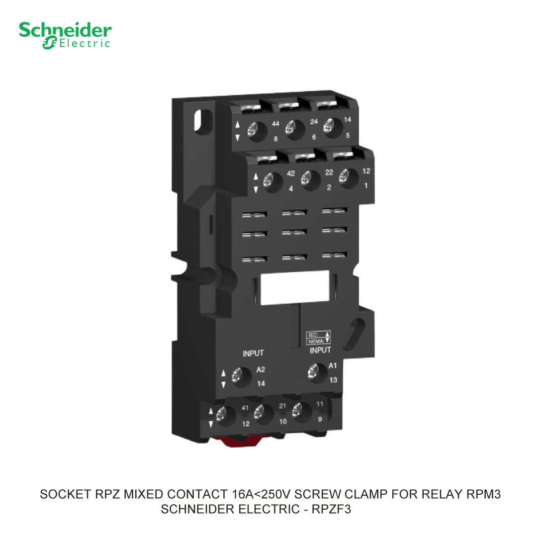 SOCKET RPZ MIXED CONTACT 16A<250V SCREW CLAMP FOR RELAY RPM3 SCHNEIDER ELECTRIC