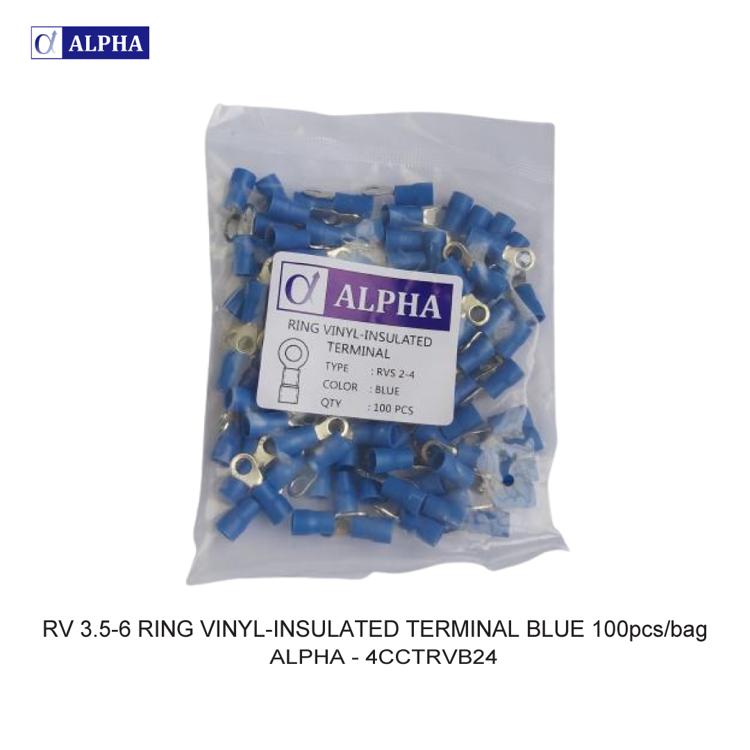 RV 3.5-6 RING VINYL-INSULATED TERMINAL BLUE 100pcs/bag