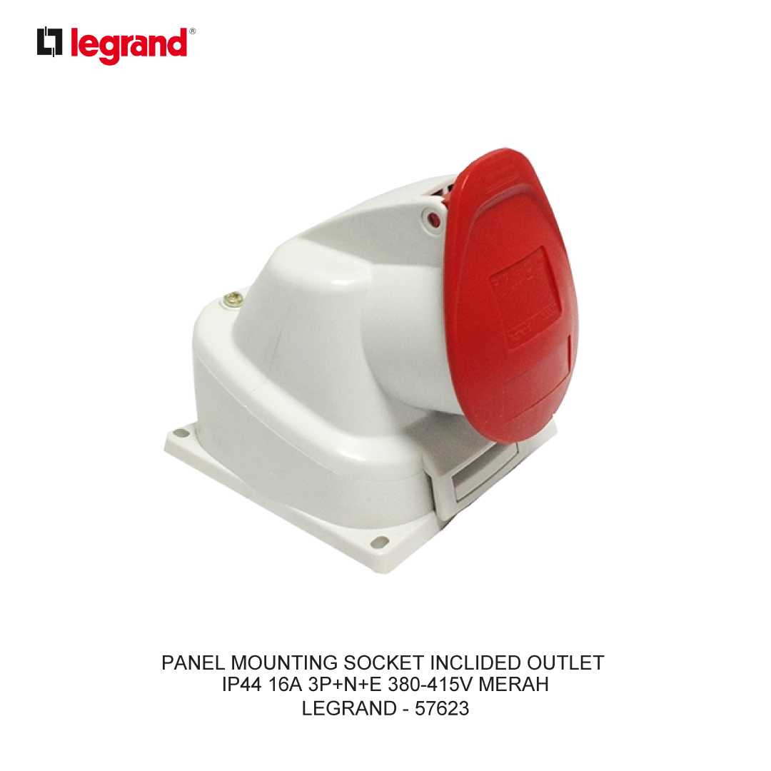 PANEL MOUNTING SOCKET INCLIDED OUTLET IP44 16A 3P+N+E 380-415V MERAH